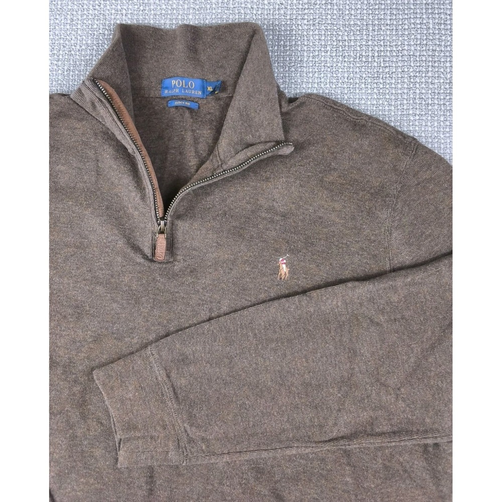 Polo Ralph Lauren XL Estate-Rib Quarter Zip Pullover Embroidered Logo Preppy